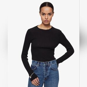 Anine Bing Cecilia Long Sleeve Ribbed Knit Top - S